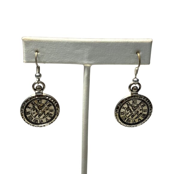 Vintage Style Dangle Earrings Sunburst and Clockface Design Boho Jewelry Gift - Picture 3 of 9
